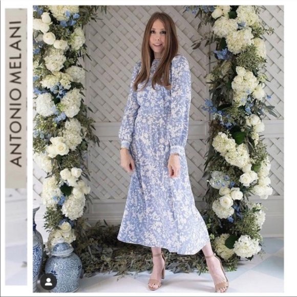 ANTONIO MELANI Dresses & Skirts - ANTONIO MELANI Blue Floral Long Sleeve Dress